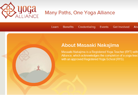 全米ヨガアライアンスwebサイト