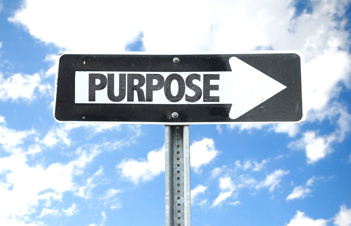 PURPOSEと書かれた標識