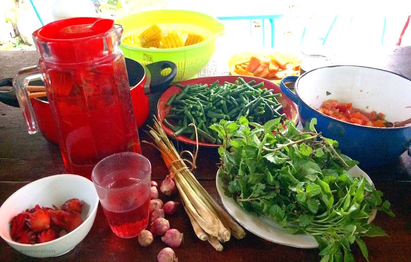 テーブルに乗ったいろいろな野菜