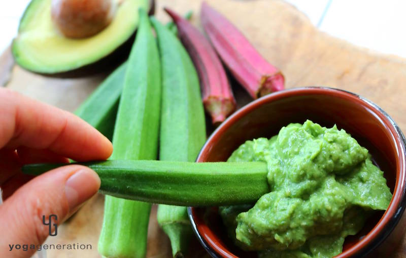 オクラにグリーン・アボカド・クリーム