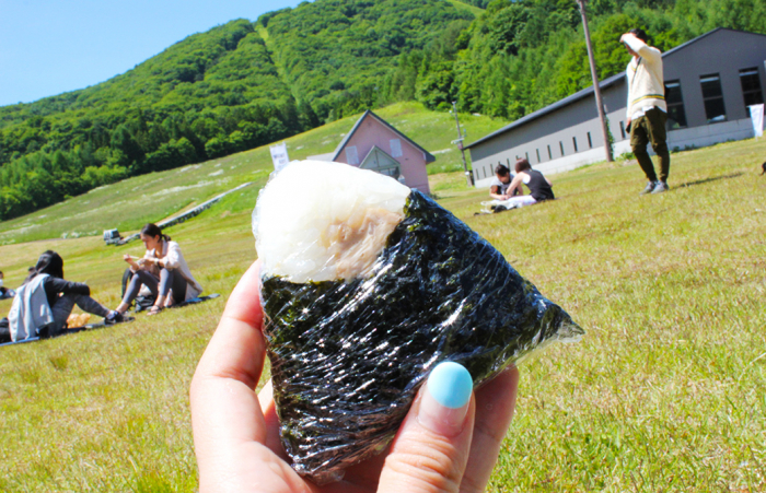芝生とおにぎり