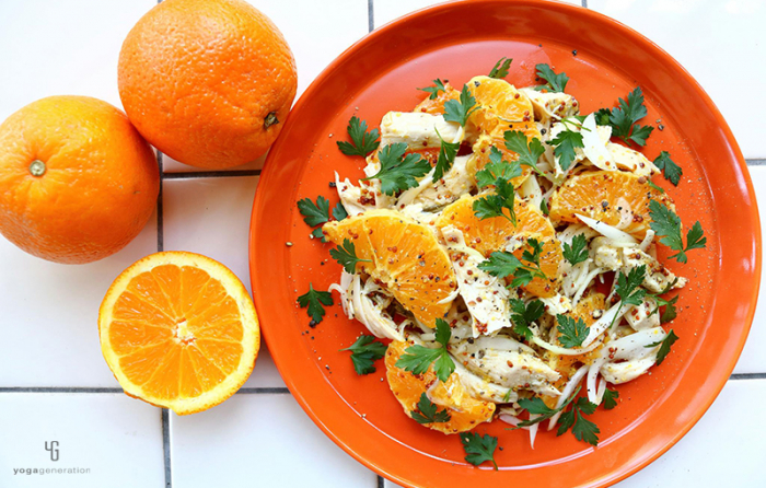 オレンジとハーブチキンのマスタードサラダ