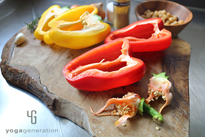 パプリカの種を取り除く