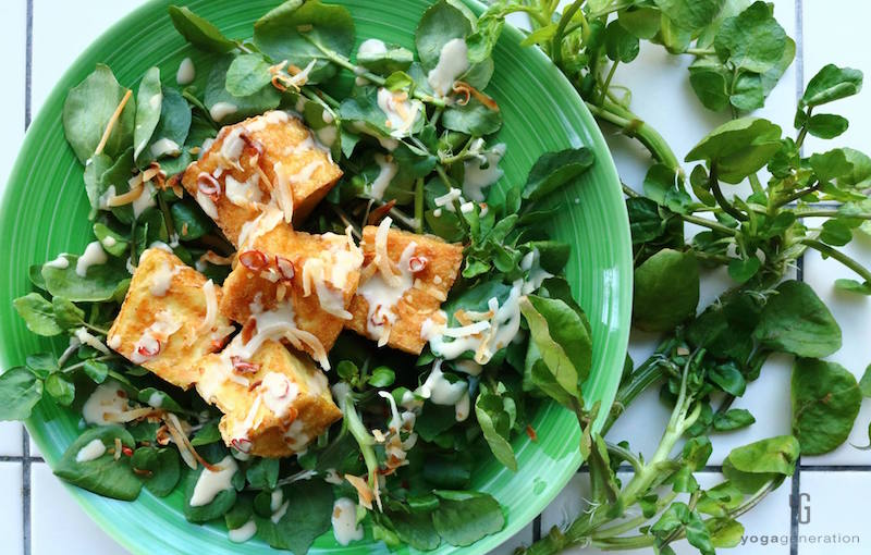 クレソンと厚揚げのアジアン・サラダ