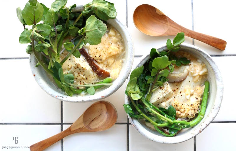 クレソンとお豆腐のふんわりたまごスープ