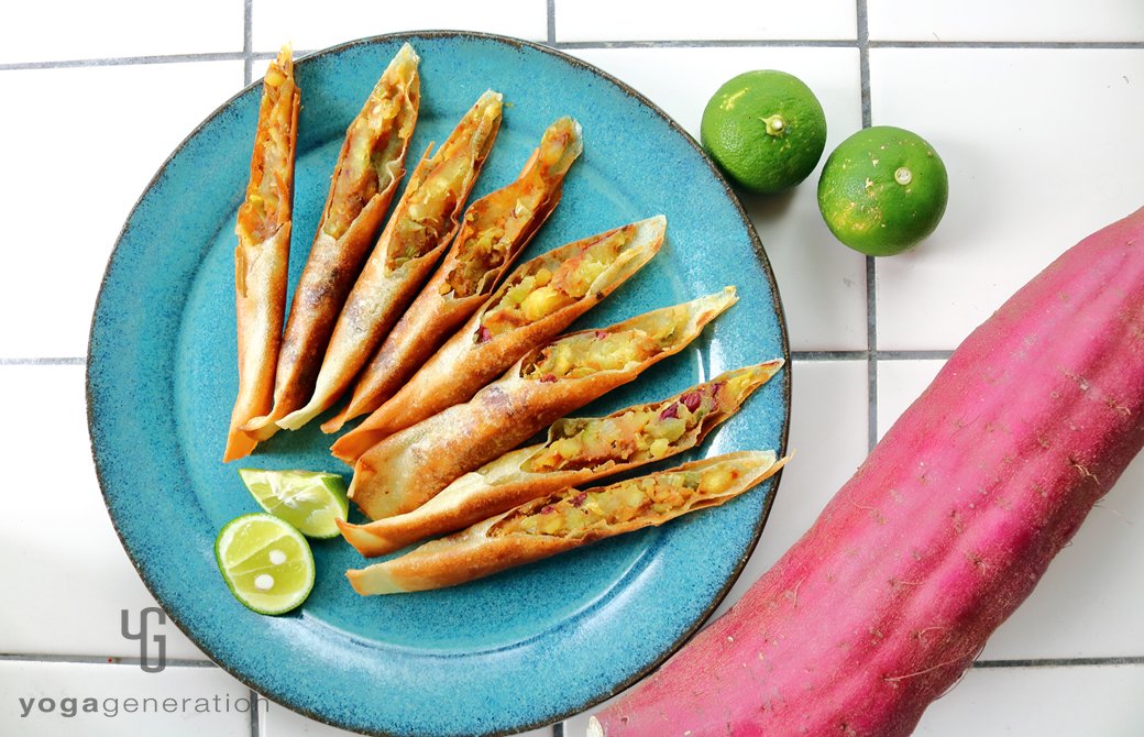 カットして盛りつけたサツマイモ味噌スティック