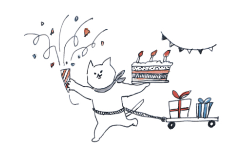 ネコが誕生日を祝う様子