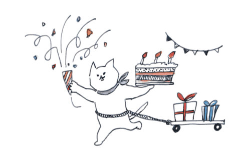 ネコが誕生日を祝う様子