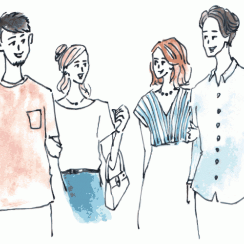 2人の夫婦が楽しそうに一緒にいるイラスト2人の夫婦が楽しそうに一緒にいるイラスト