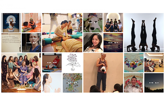 ヨガジェネ関連の先生のインスタ画像が並んでいる