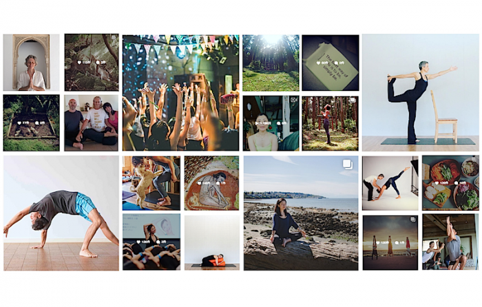 ヨガジェネ関連の先生のインスタ画像が並んでいる