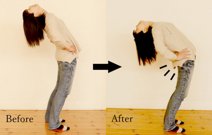 タッピング前後の後屈の違い