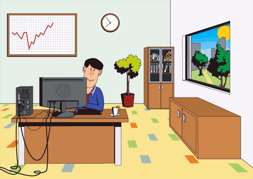 オフィスにいるサラリーマン