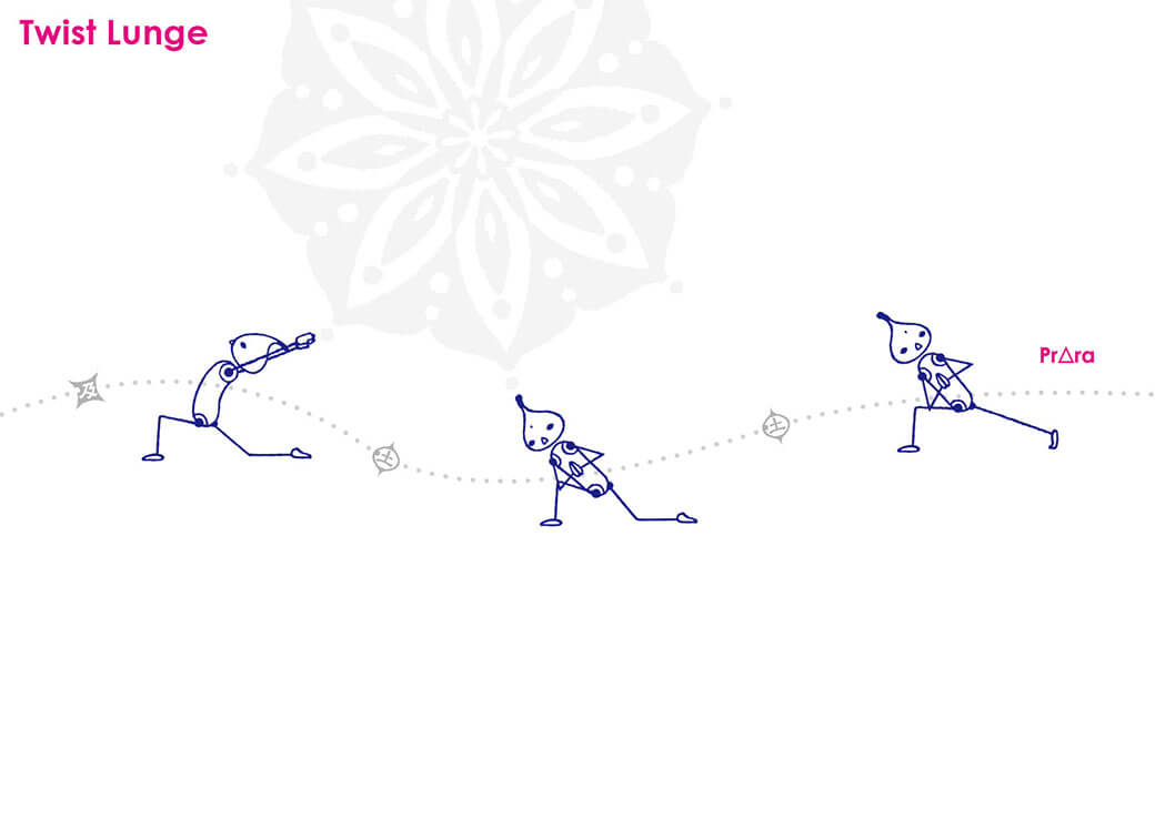 アンジャネーヤアサナからツイストする