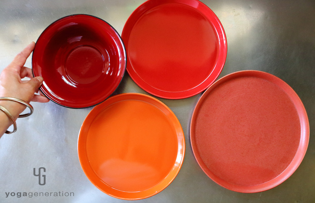 赤色のゆるベジプレート4枚