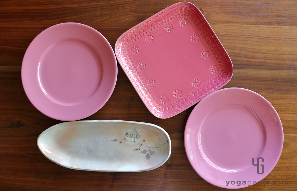 ピンク系のゆるベジプレート4枚