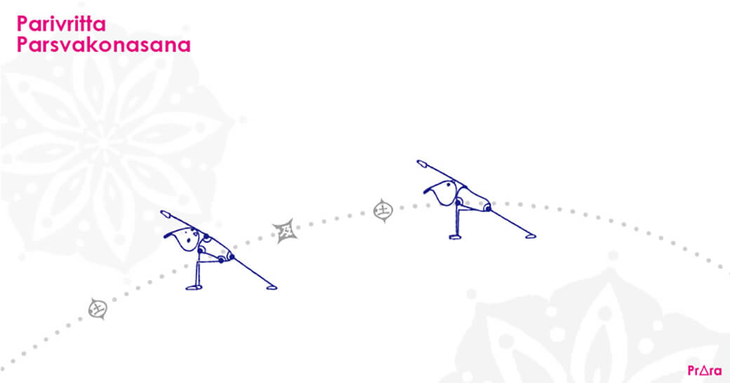 パリブリッタ・パールシュバコナーサナはアシュタンガのプライマリーでも登場するポピュラーなアーサナ