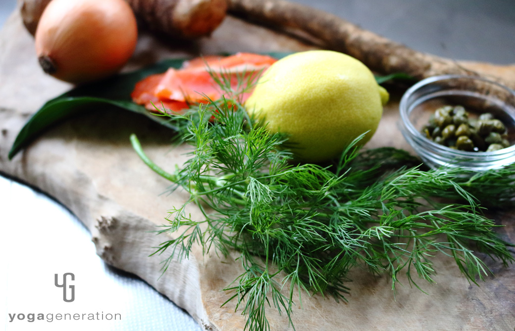 ディルとレモンなどの材料