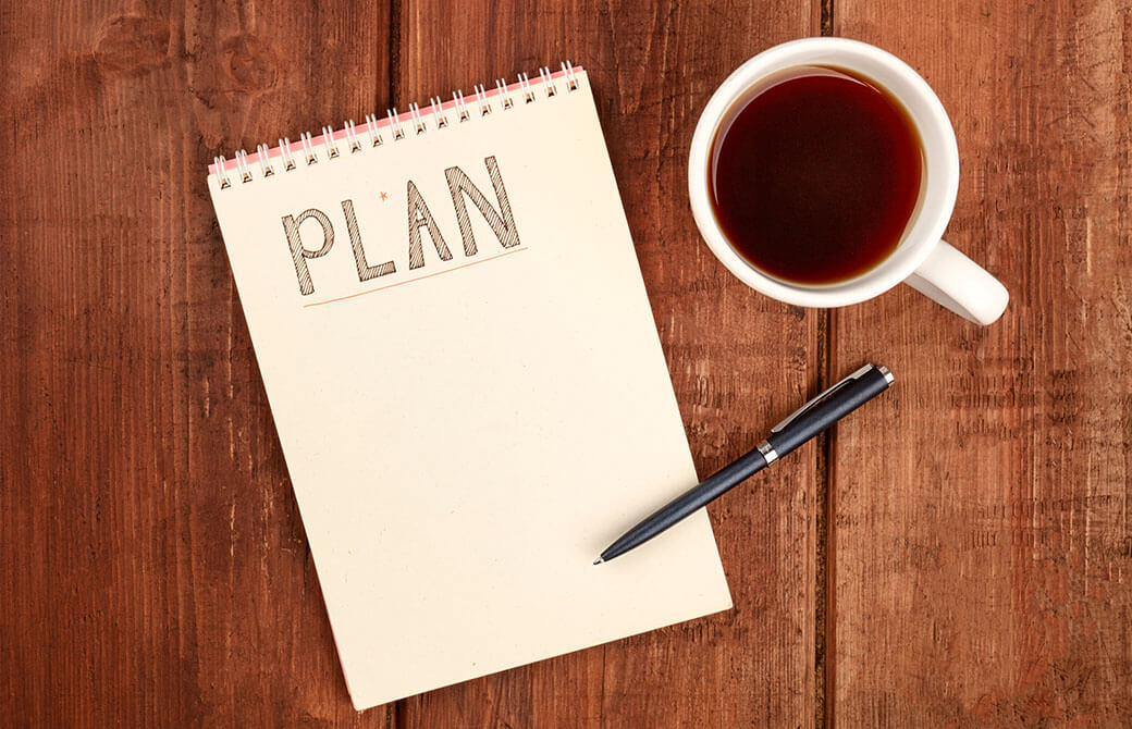 メモ帳に計画を書くところ