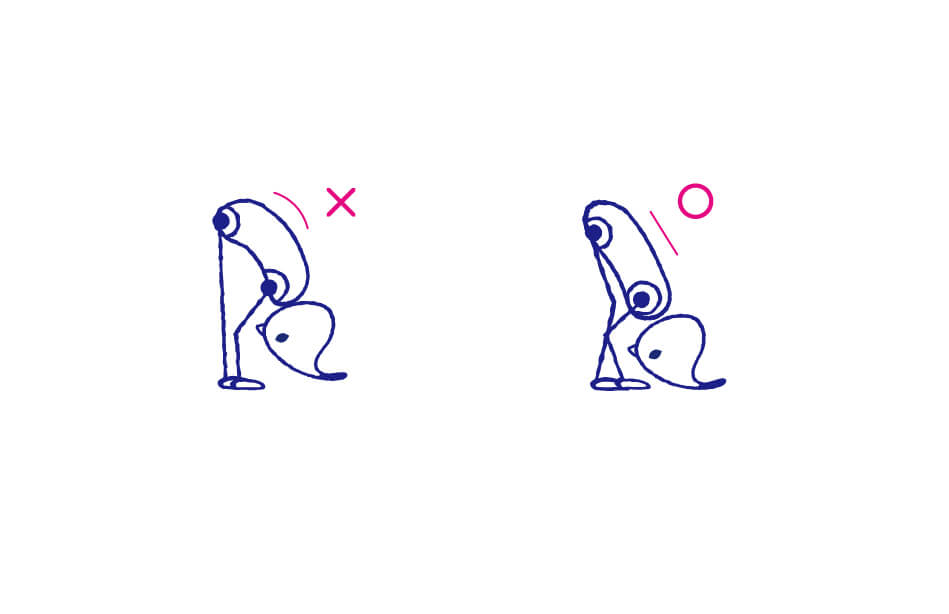 ウッターナーサナは、背中を伸ばすのがポイント