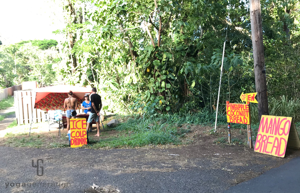 マウイ島の道ばたで営業しているお店の看板