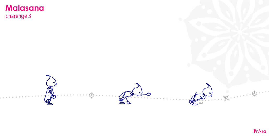 両脚ごと抱え込んで後ろで手を繋ぐ「マラーサナ」