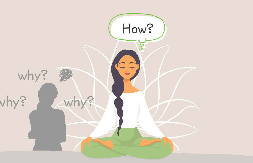 女性がヨガ哲学について考えている