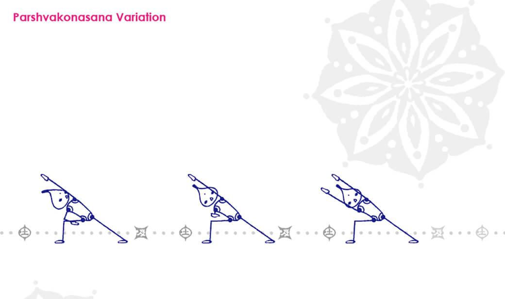 パールシュヴァコナーサナのバリエーション：前肘にもたれない状態を作る