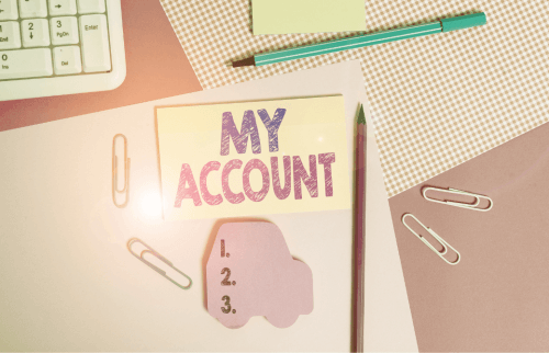 マイアカウントと書かれたノート