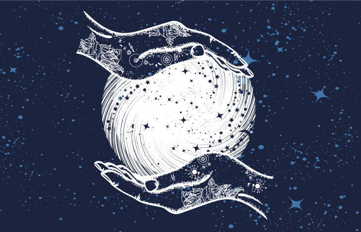 宇宙を包む人の手