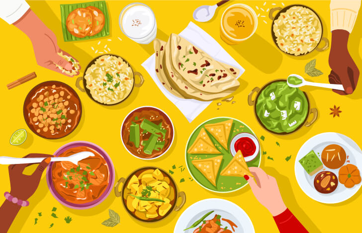 インド料理が並ぶテーブル