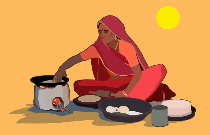 インド料理の調理風景