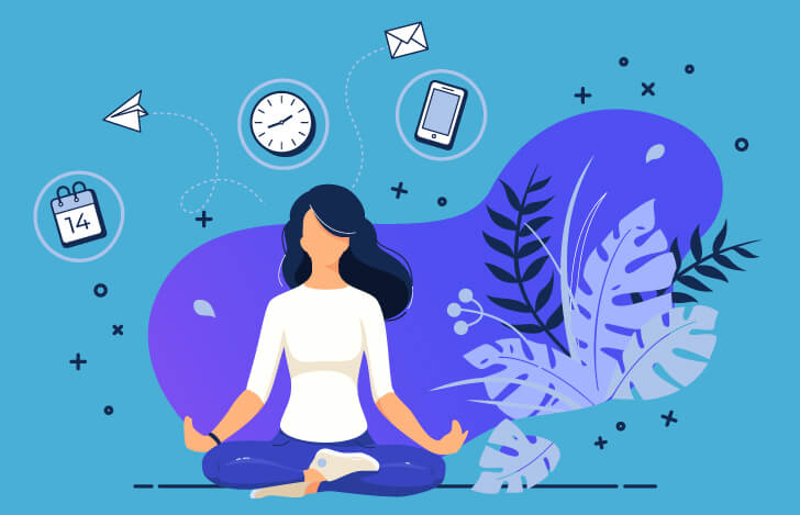 ヨガによって様々な情報から解放される女性