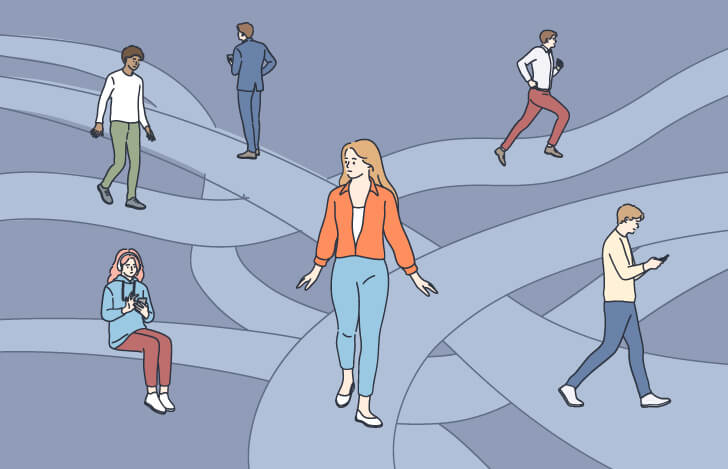 過去の記憶の中を彷徨う女性