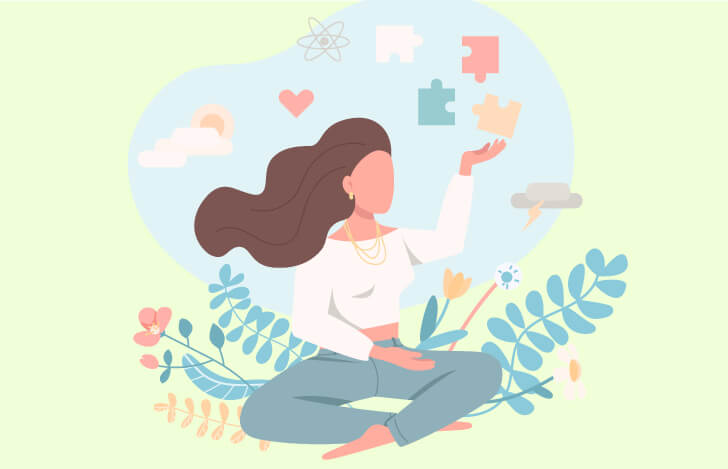 穏やかに座る女性