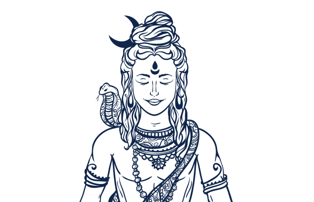 シヴァ神がヒマラヤで瞑想をする姿