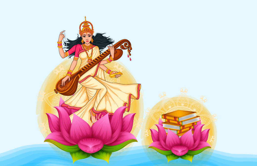 蓮の花とインドの女神たち