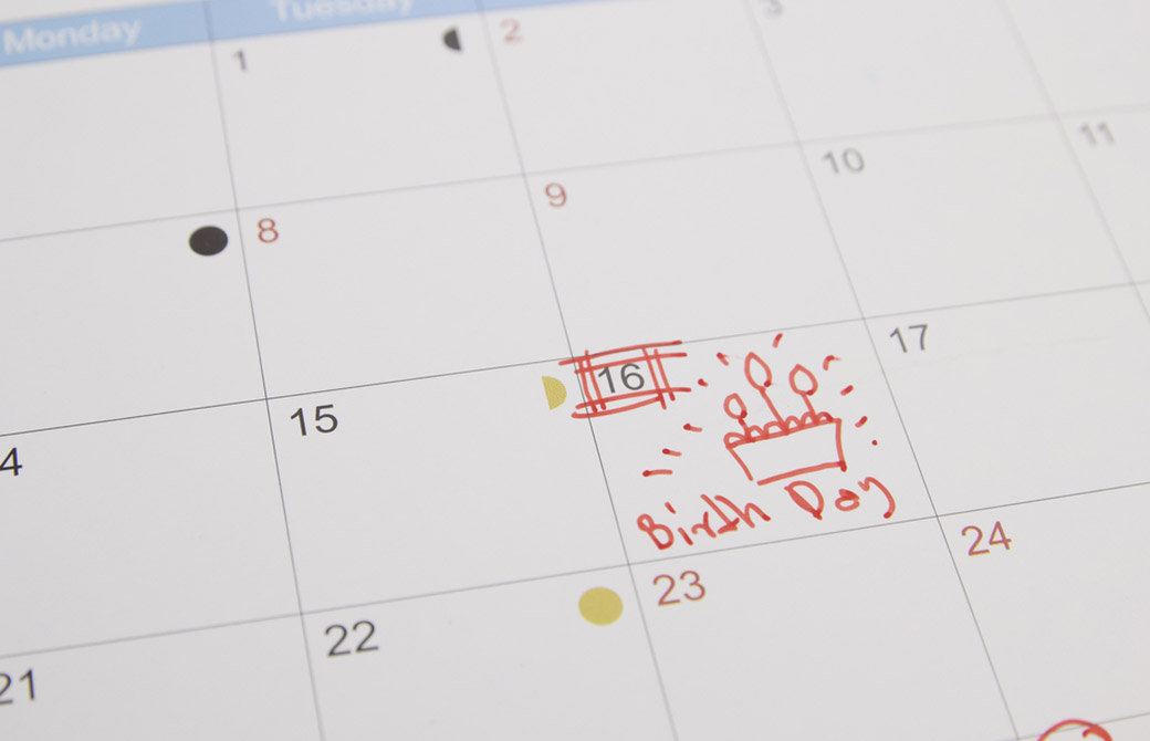 カレンダーの誕生日の印