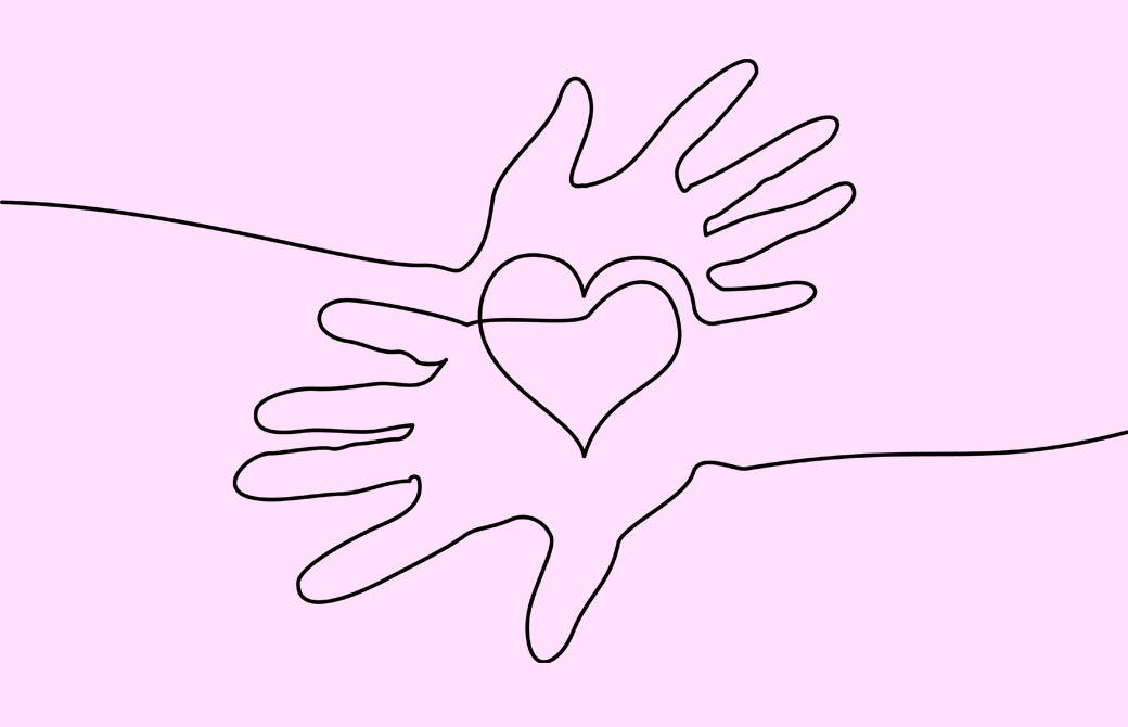 一筆書きの手とハート