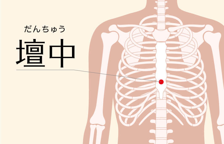 壇中のつぼの位置を示す人体骨格のイラスト