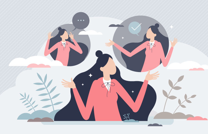 頭の中で自問自答する女性