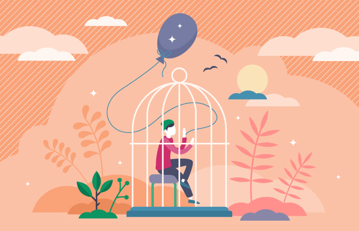 鳥籠の中に籠る人