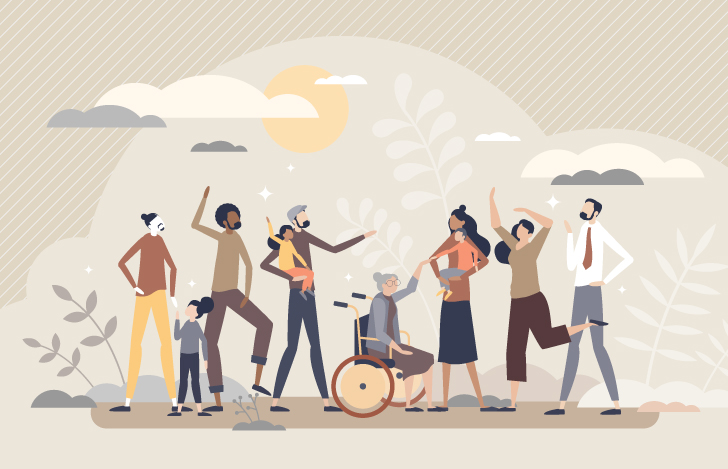 家族や友人とのつながりを喜ぶ人々