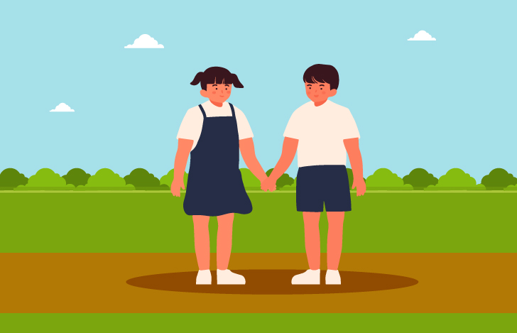 男女の双子の子供