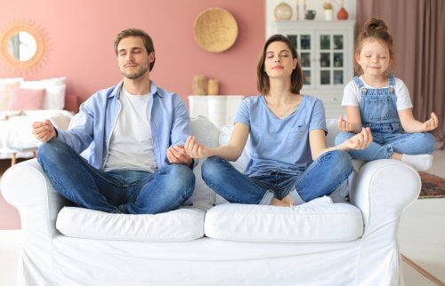 親子3人で瞑想