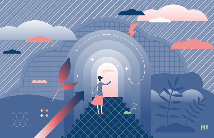 変化を恐れずに前に進むことを表すイラスト