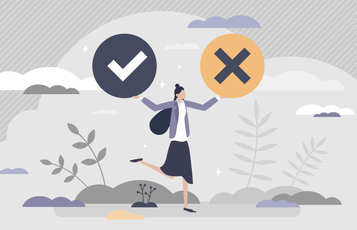 良し悪しを判断することを表すイラスト