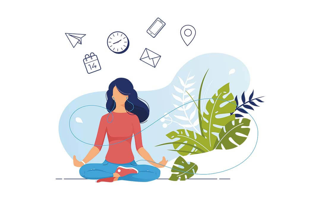 瞑想をする女性のイラスト