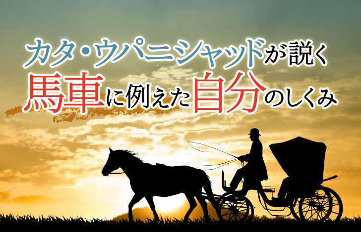 夕日をバックにした馬車と御者のシルエット