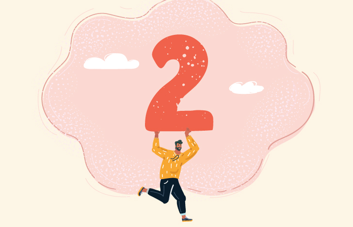 数字の2を掲げて走る人